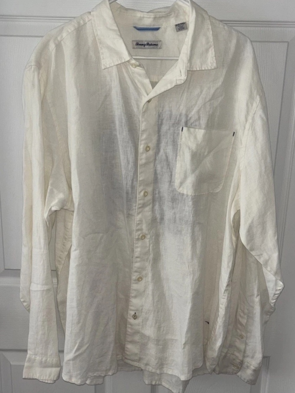 Tommy Bahama Men’s Ivory Linen Button-Up Shirt size XLT